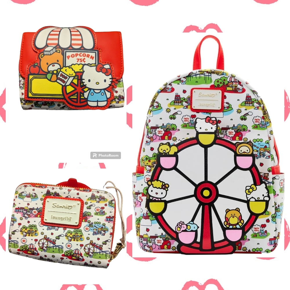 Loungefly Hello Kitty Carnival Backpack Purse With Wallet NWT New